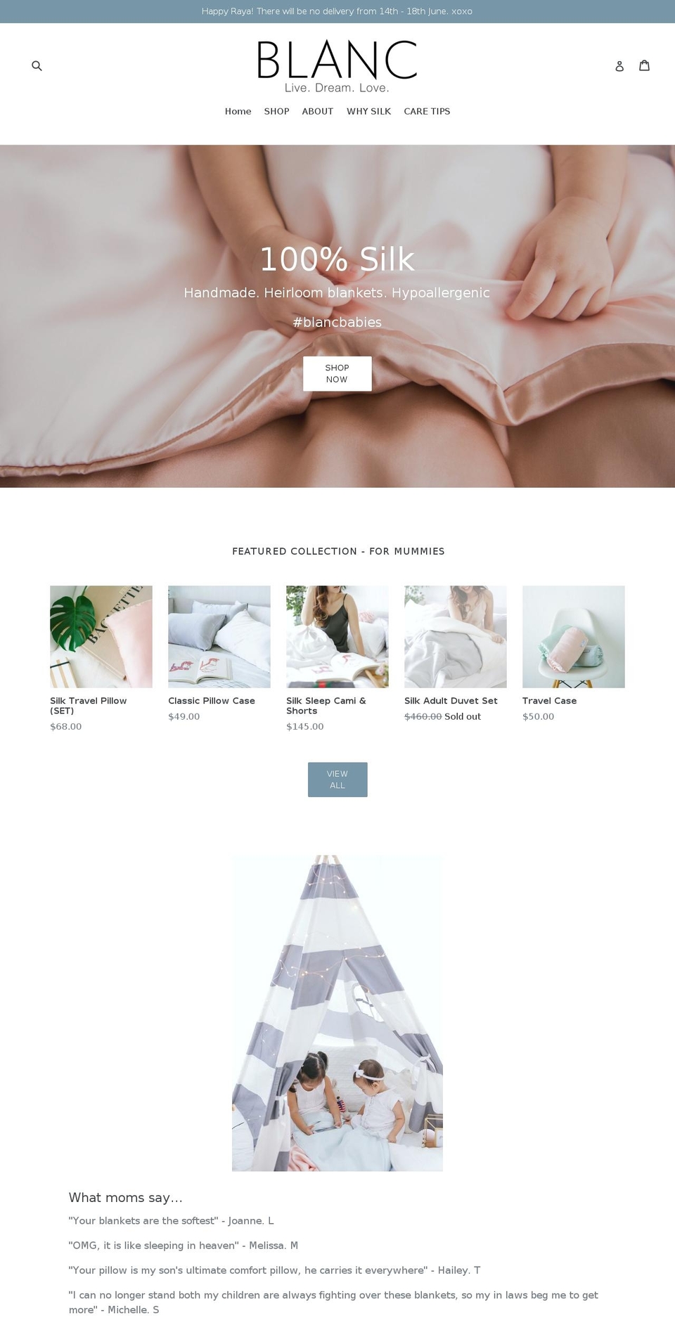 blancbabies.com shopify website screenshot