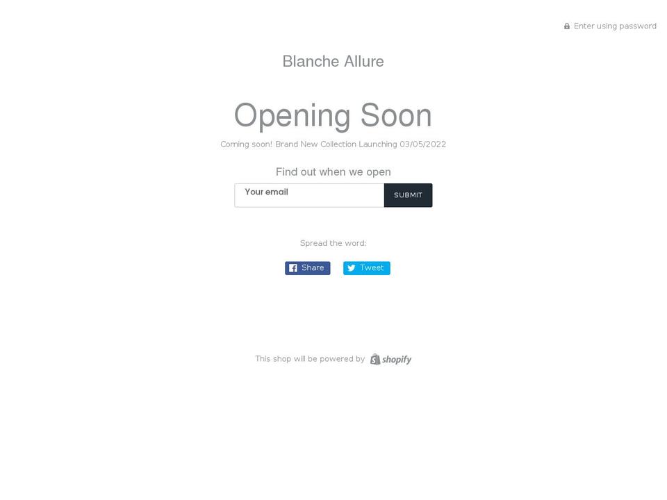 blancheallure.co.uk shopify website screenshot