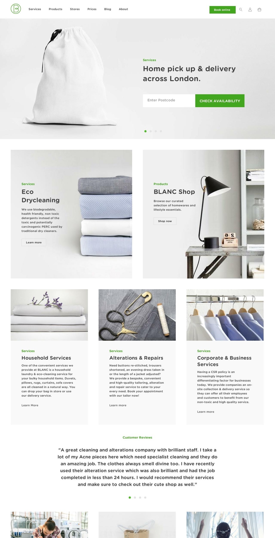 blancliving.co shopify website screenshot