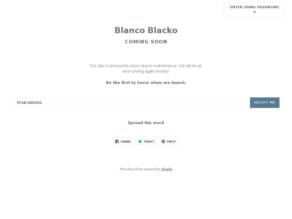 blancoblacko.com shopify website screenshot