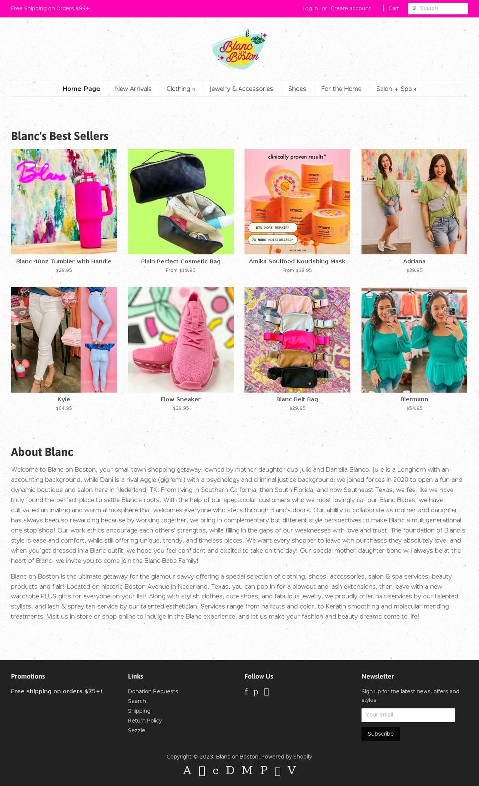 blanconboston.com shopify website screenshot