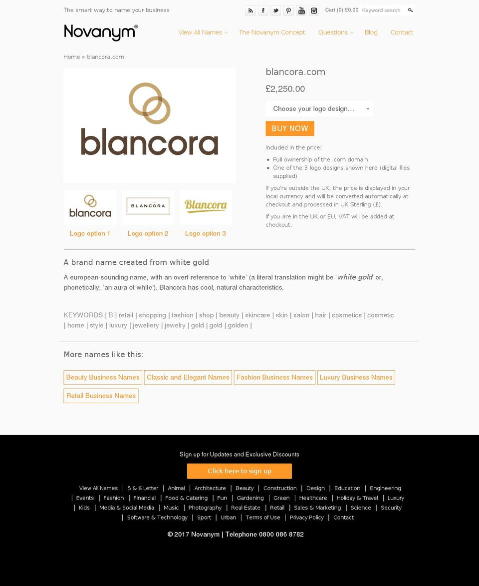 blancora.com shopify website screenshot