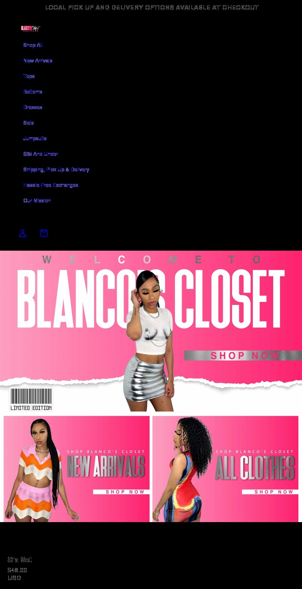 blancoscloset.com shopify website screenshot