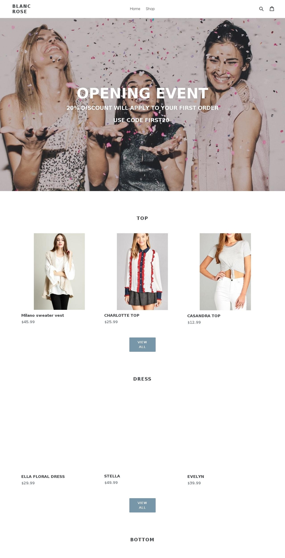 blancrosecouture.com — Shopify storefront screenshot