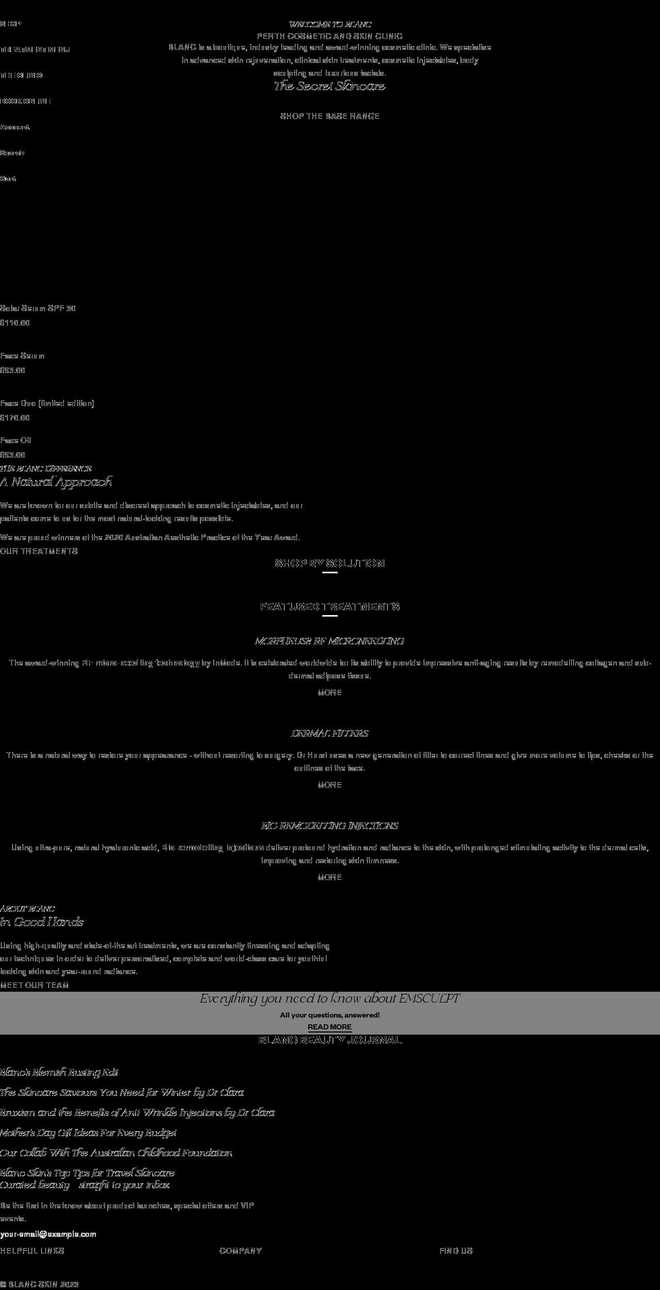 blancskin.com.au shopify website screenshot