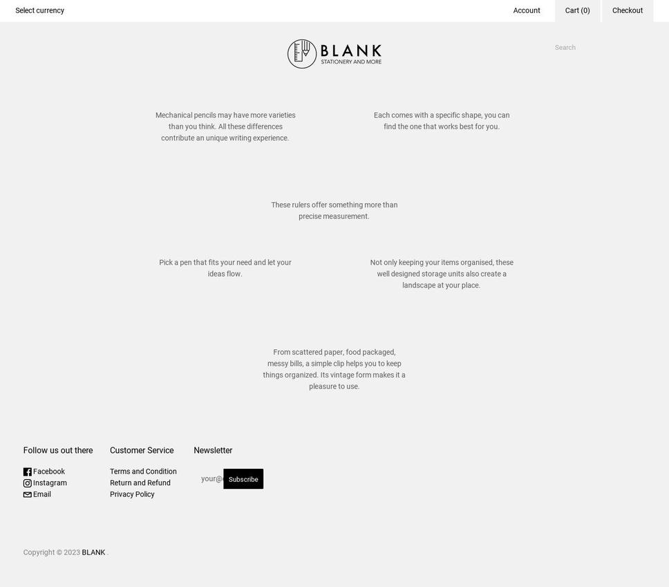 blank.com.hk shopify website screenshot