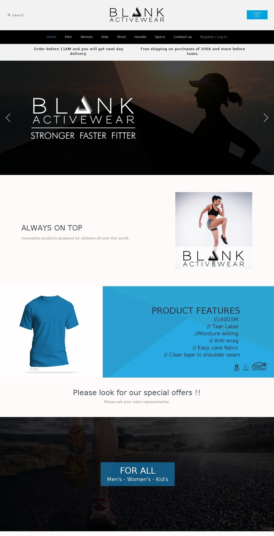 blankactivewear.com — Shopify storefront screenshot