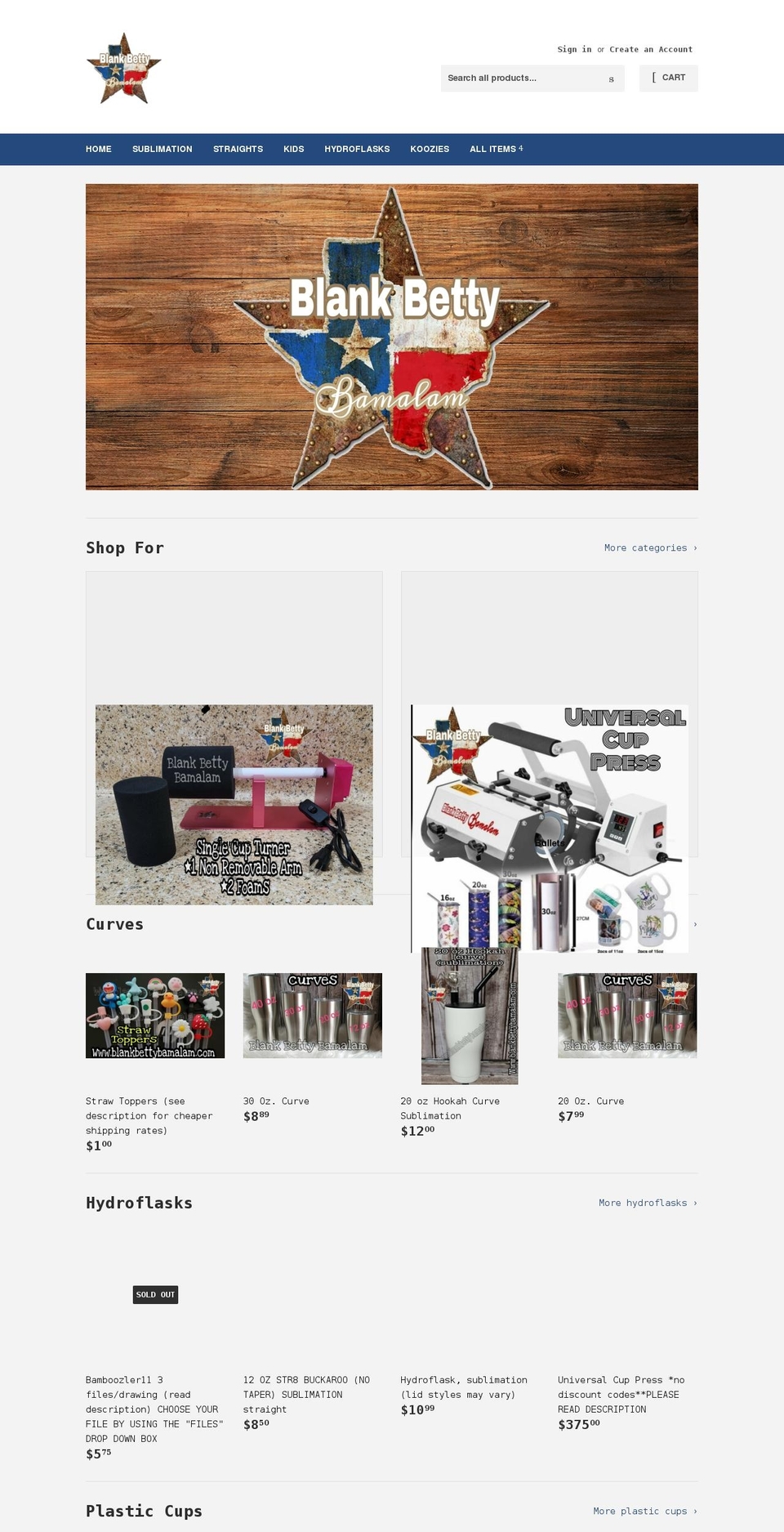 blankbettybamalam.com shopify website screenshot