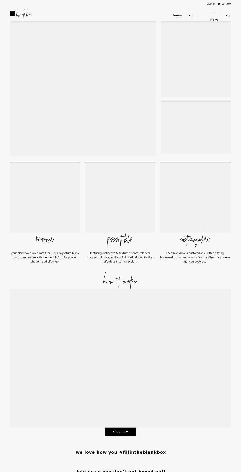 blankboxnyc.com — Shopify storefront screenshot