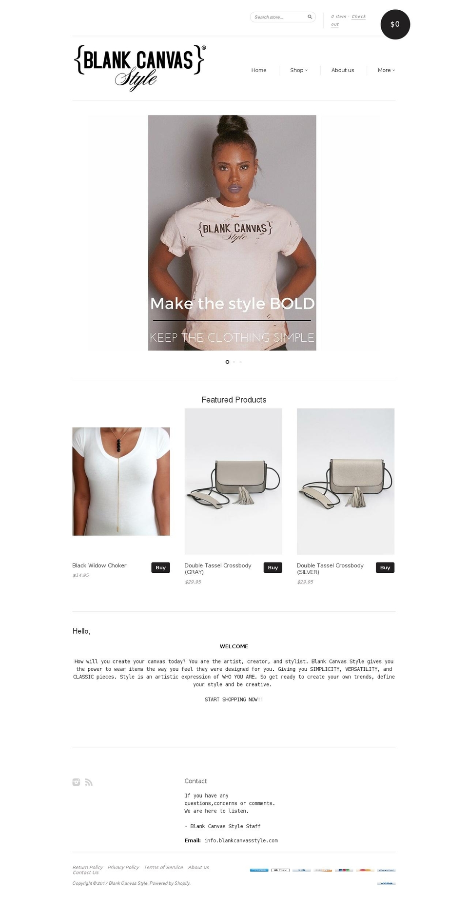 blankcanvasstyle.com shopify website screenshot