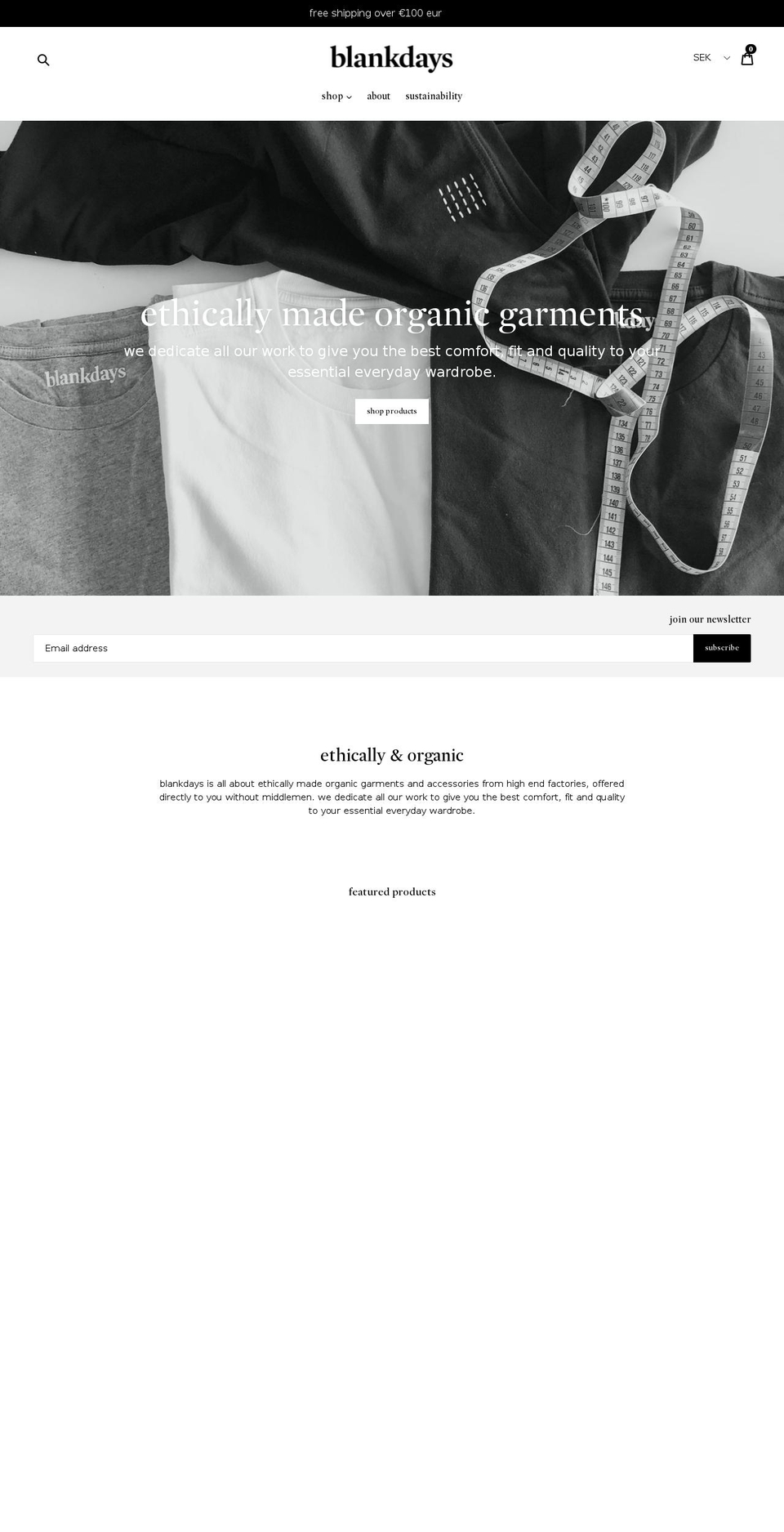 blankdays.com — Shopify storefront screenshot