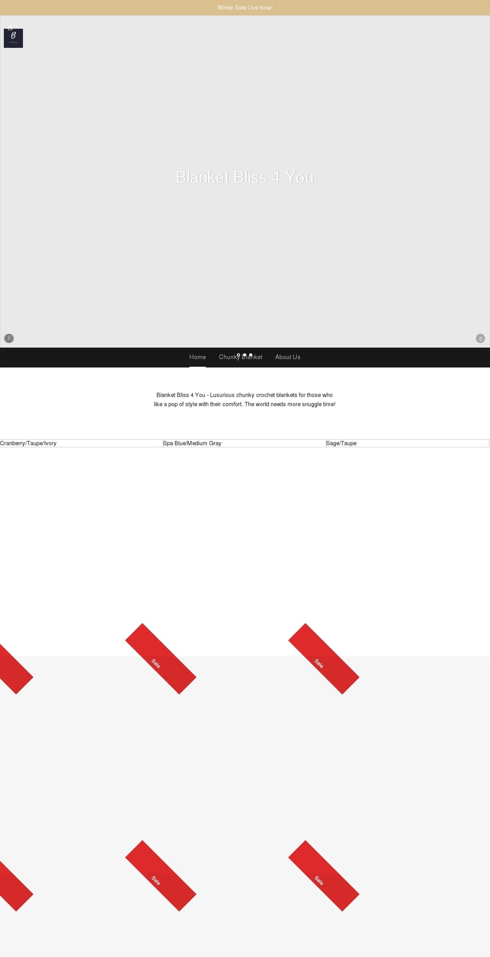 blanketbliss4you.com shopify website screenshot