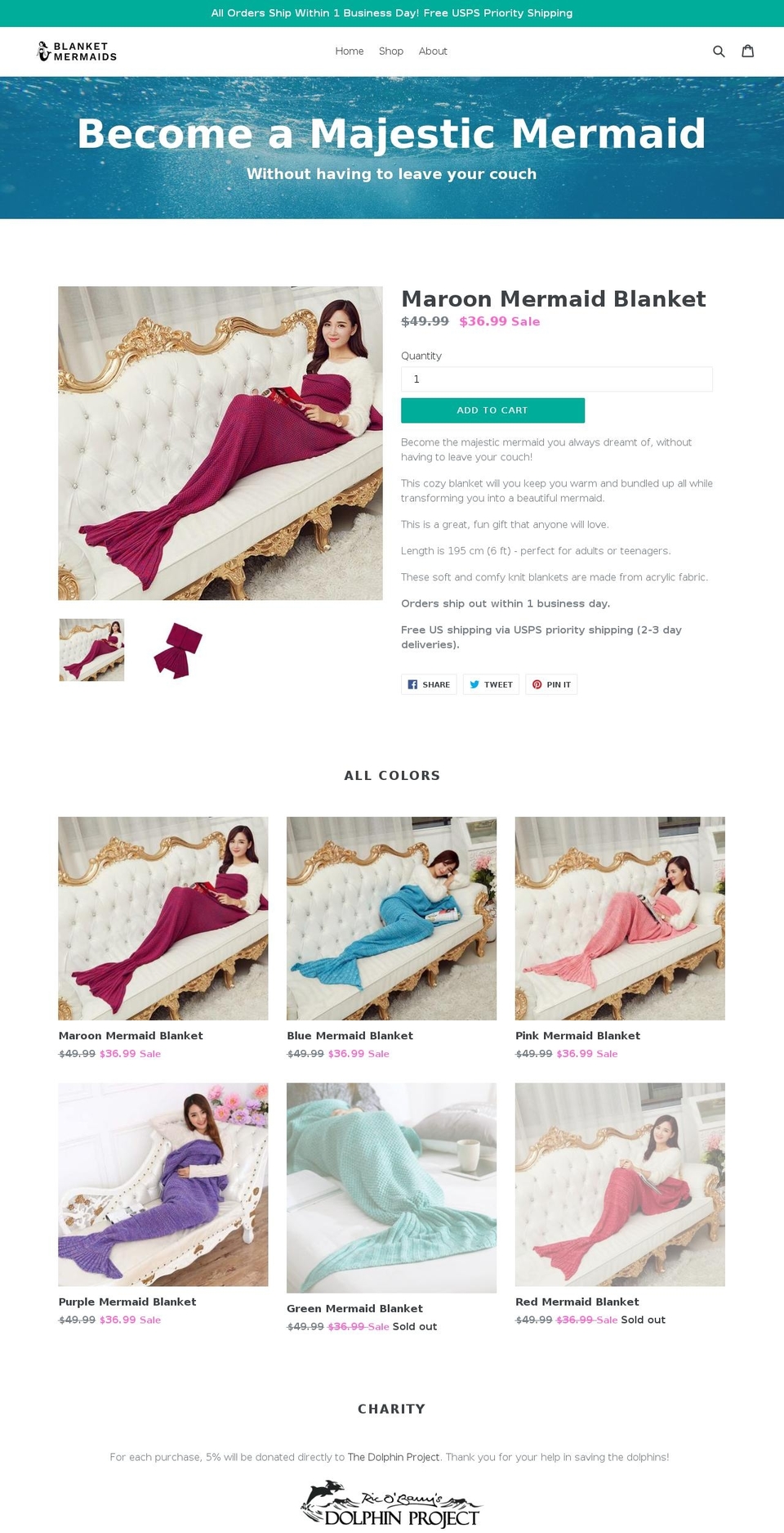 blanketmermaids.com — Shopify storefront screenshot