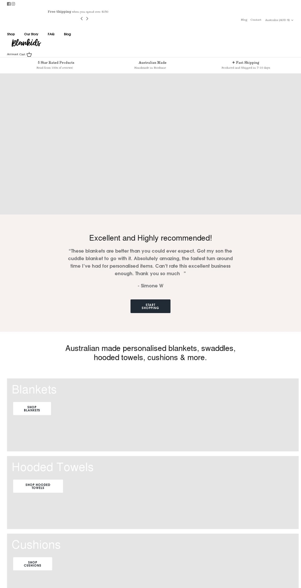 blankids.com.au shopify website screenshot