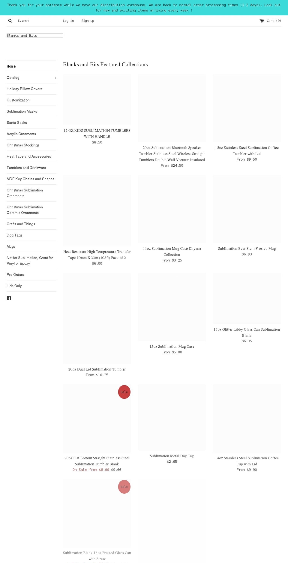blanksandbits.com shopify website screenshot