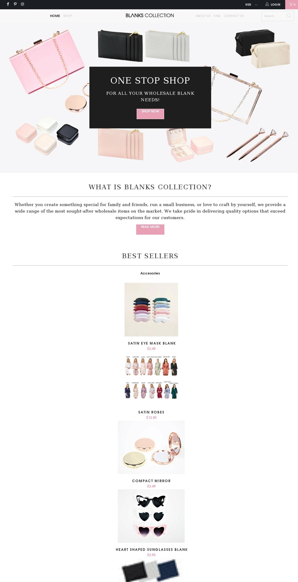 blankscollection.com shopify website screenshot