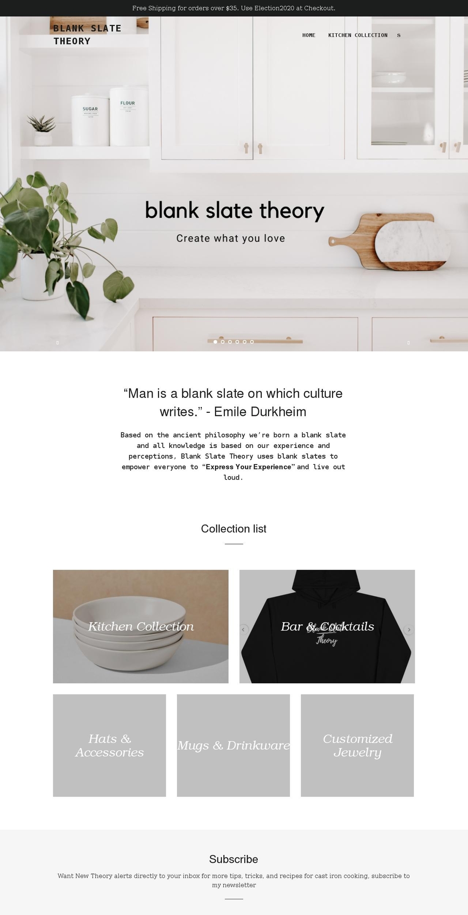 blankslatetheory.com shopify website screenshot