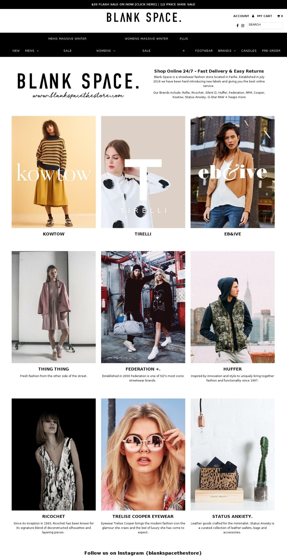 blankspacethestore.com — Shopify storefront screenshot
