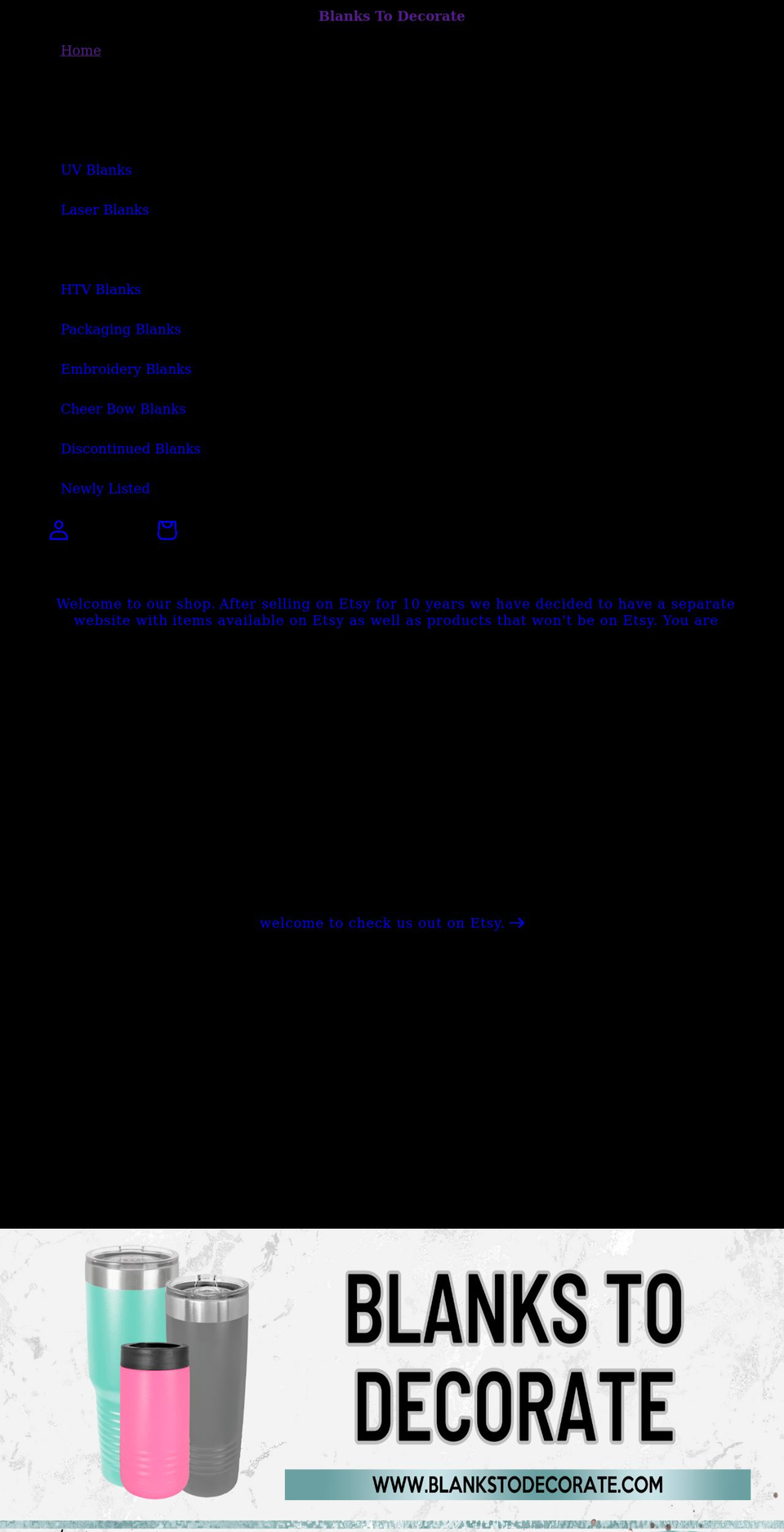 blankstodecorate.com shopify website screenshot