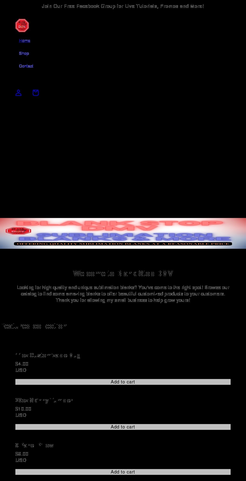 blankstopdmv.com shopify website screenshot