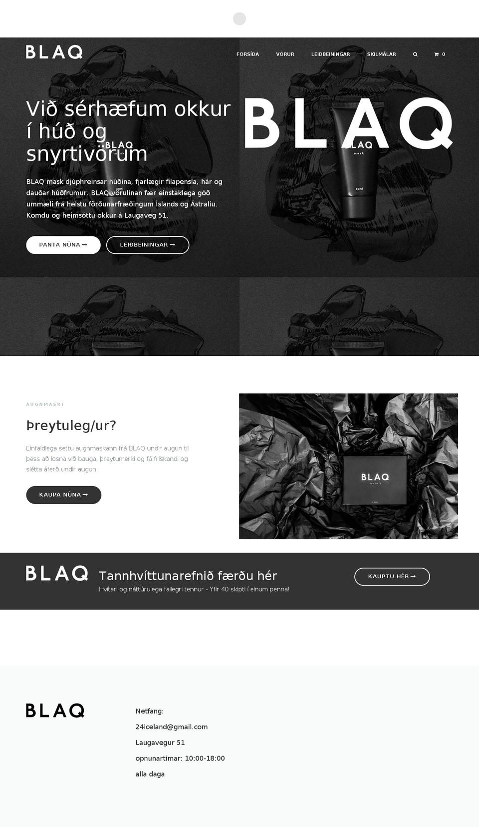 blaqmaskisland.is shopify website screenshot