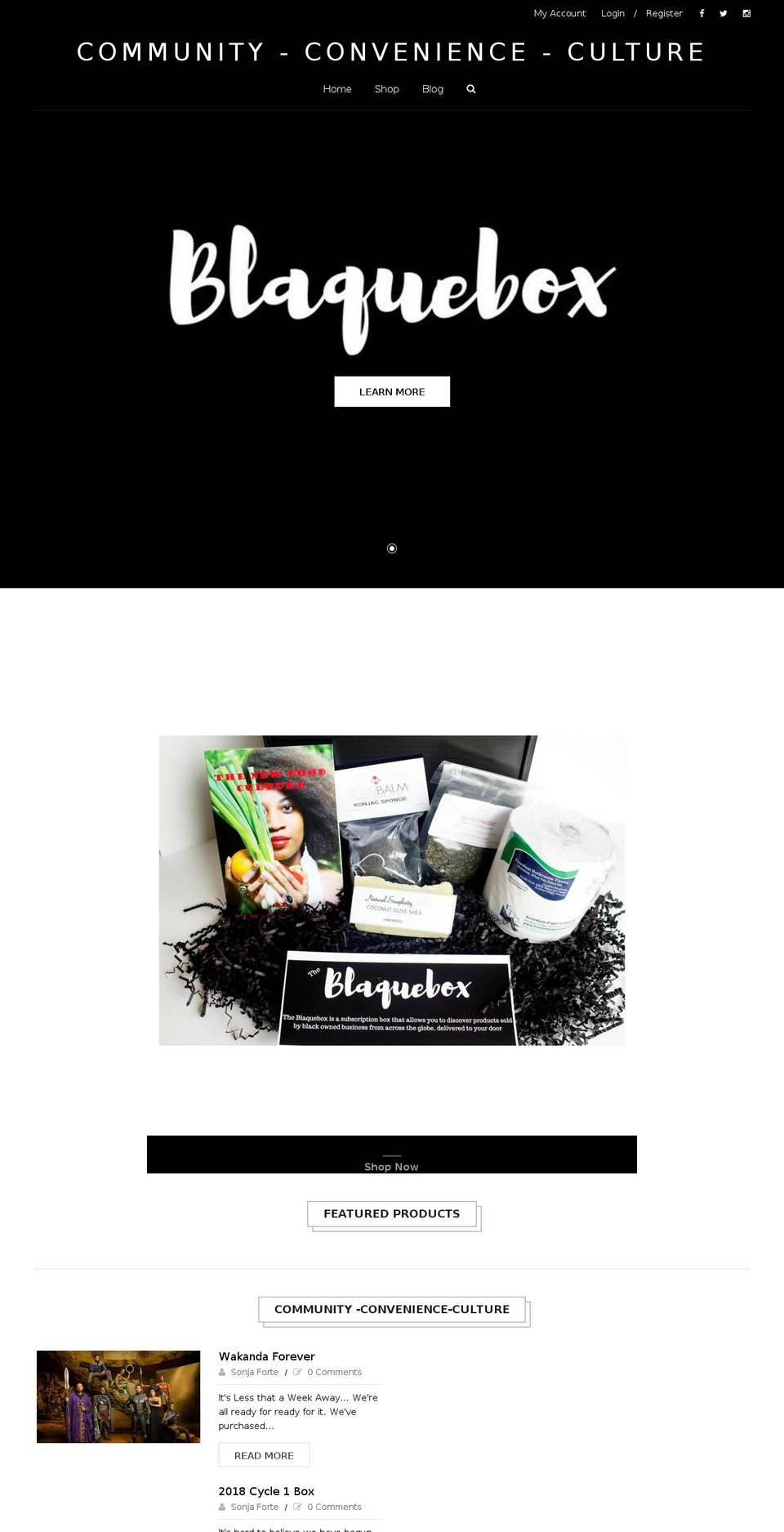 blaqueboxsubscription.com shopify website screenshot