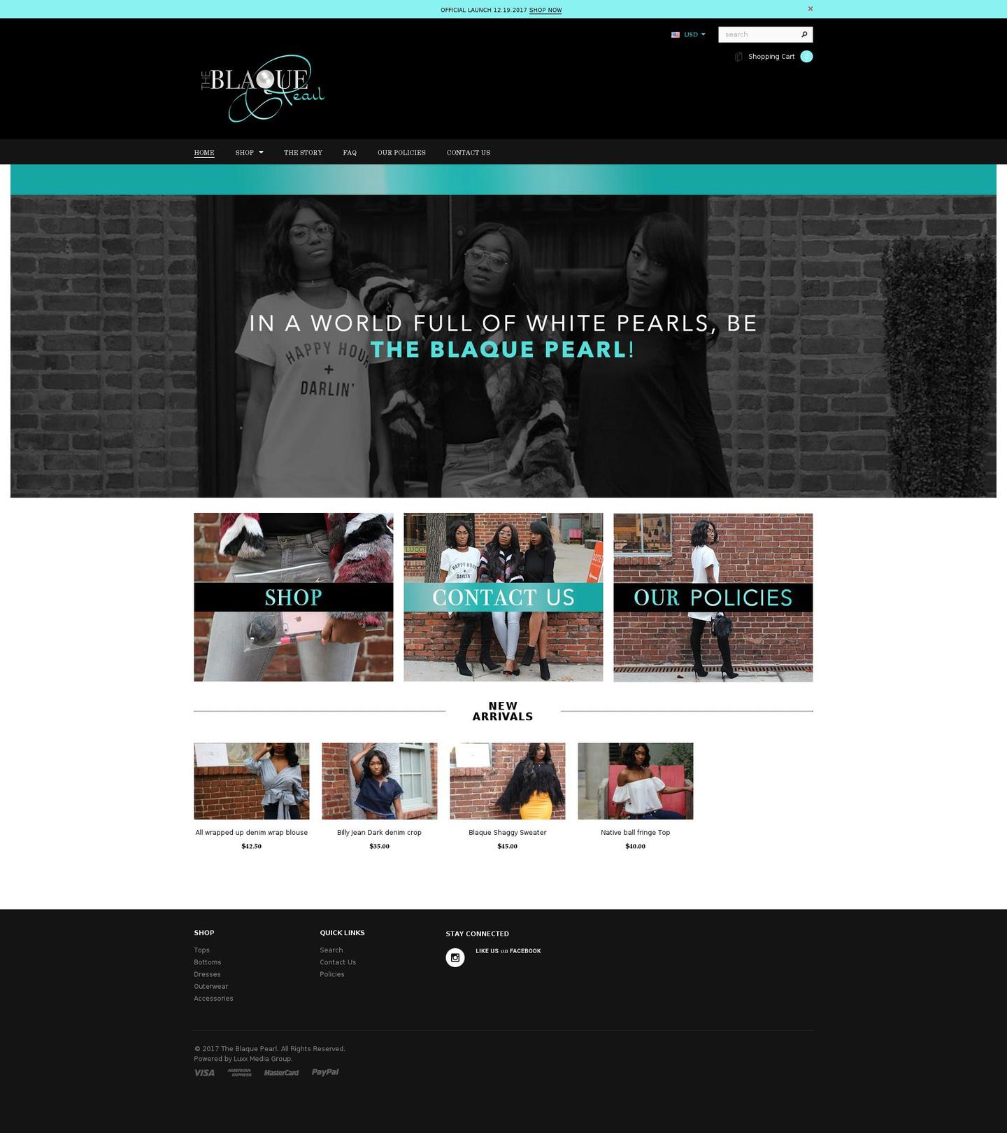 blaquepearlfashion.com shopify website screenshot