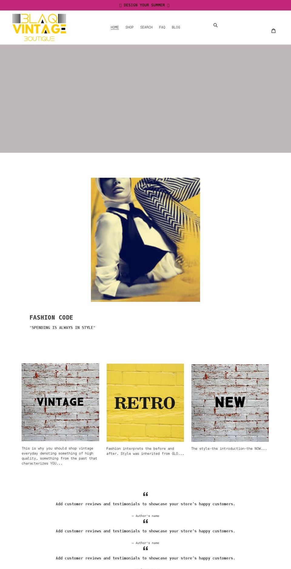 blaqvintageboutique.com shopify website screenshot