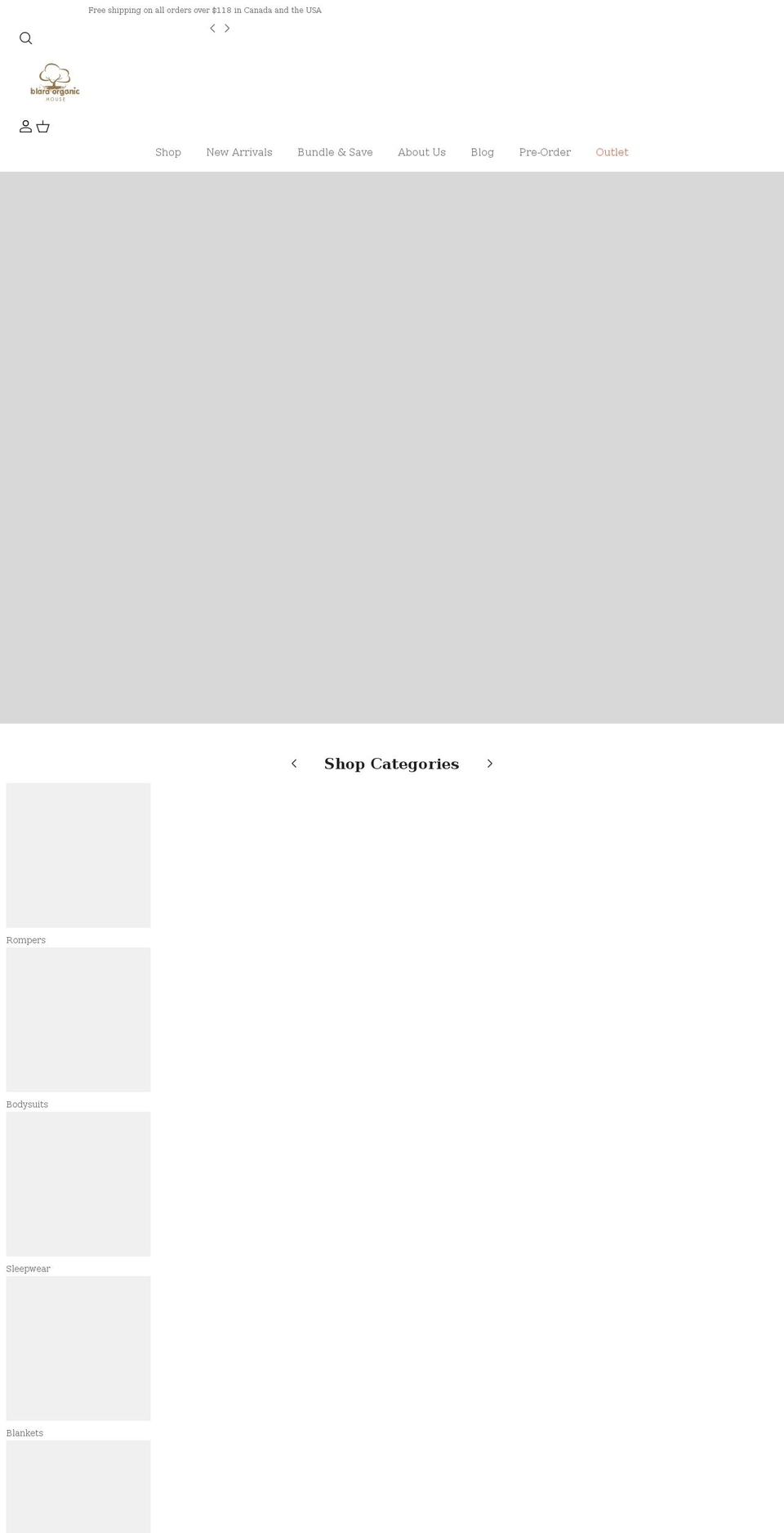blaraorganichouse.ca shopify website screenshot