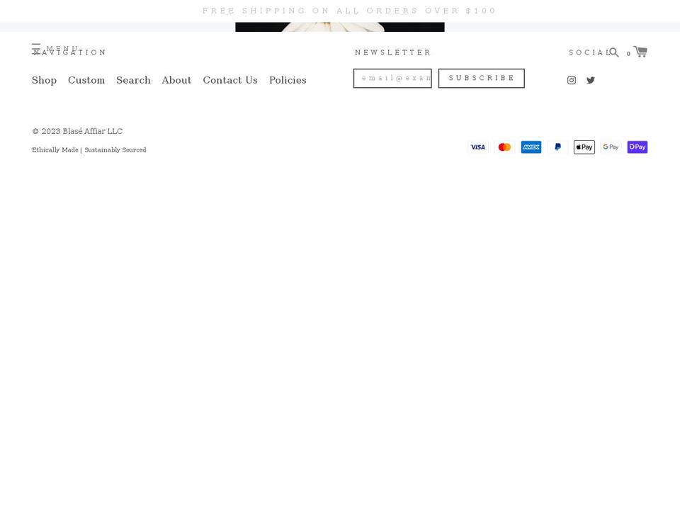 blaseaffair.com shopify website screenshot