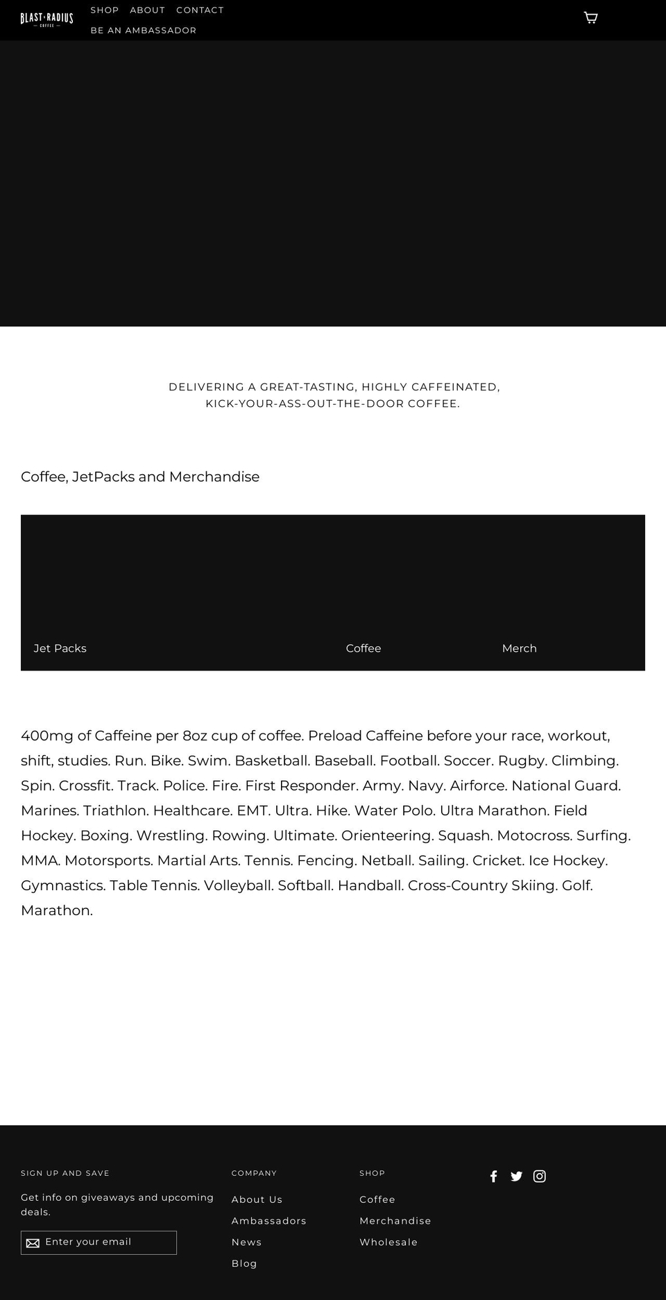 blastradiuscoffee.com — Shopify storefront screenshot
