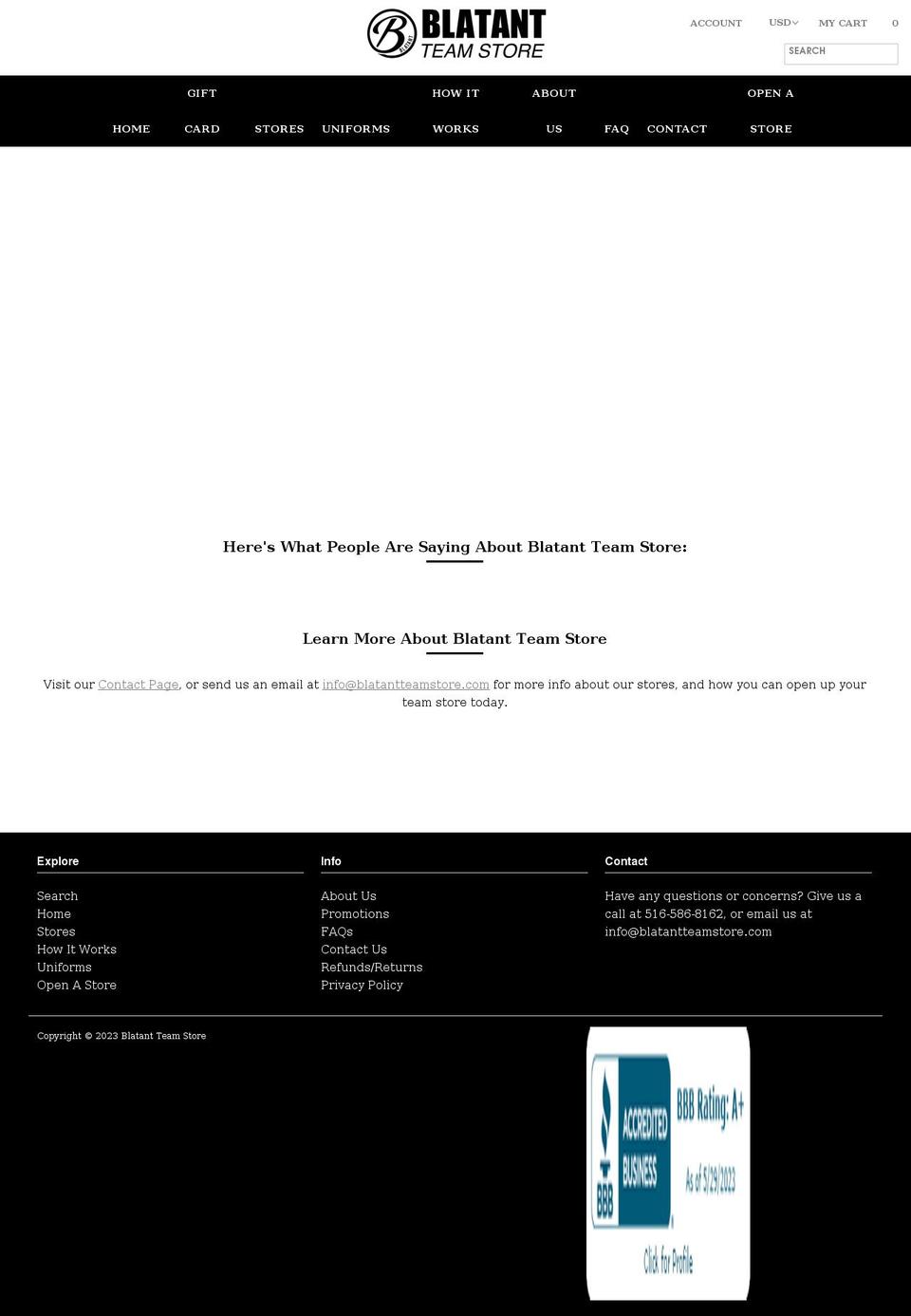 blatantteamstore.com — Shopify storefront screenshot