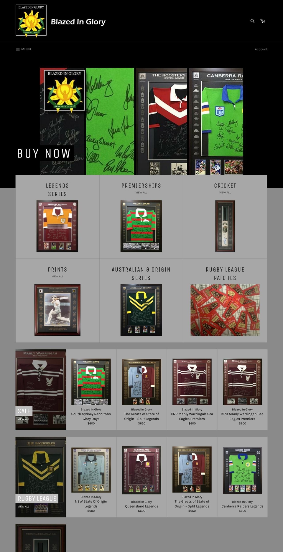 blazedinglory.com.au shopify website screenshot