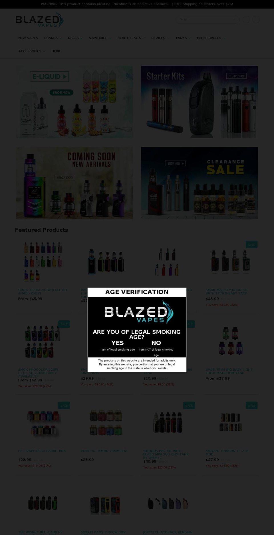 blazedvapes.com — Shopify storefront screenshot