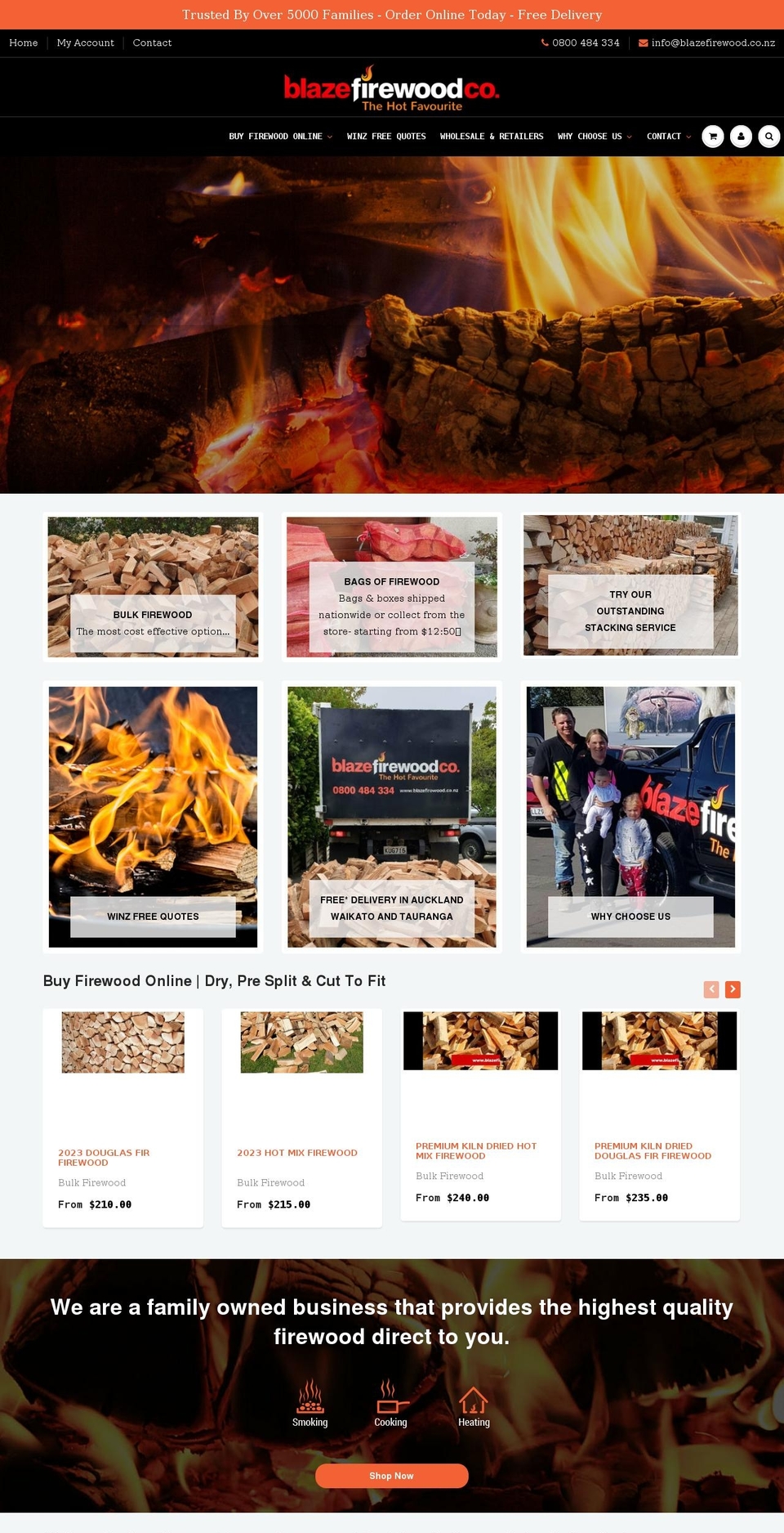 blazefirewood.co.nz shopify website screenshot