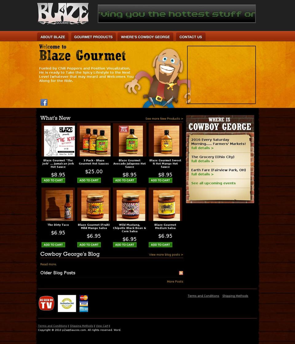 blazegourmet.com shopify website screenshot