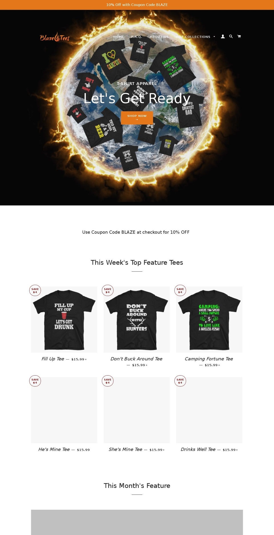 blazetees.com — Shopify storefront screenshot