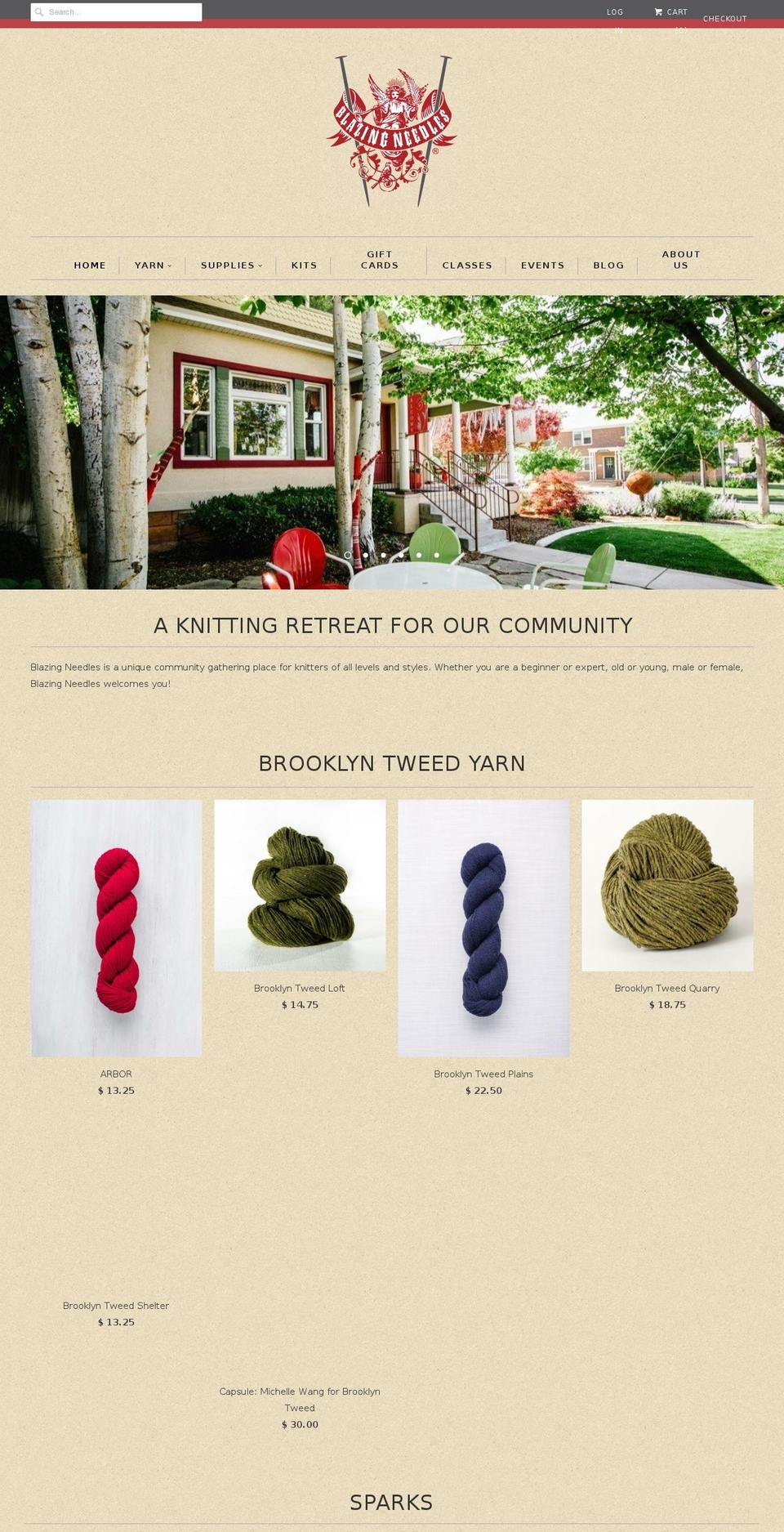 blazing-needles.com shopify website screenshot