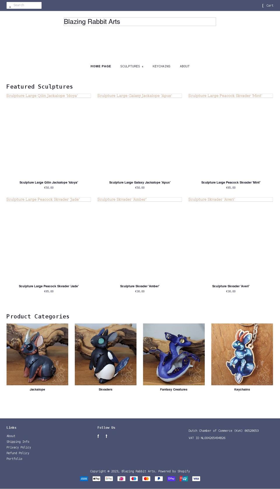 blazing-rabbit-arts.myshopify.com shopify website screenshot