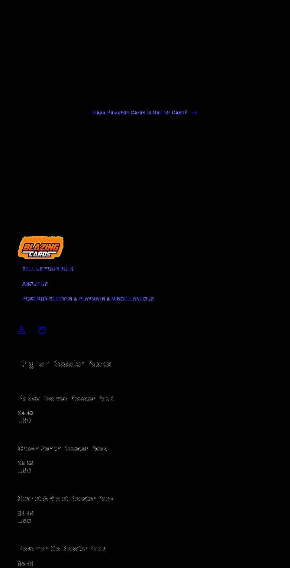 blazingcards.com shopify website screenshot