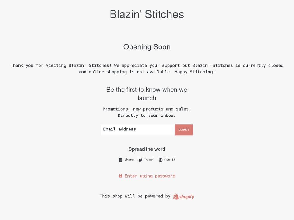 blazinstitches.com shopify website screenshot