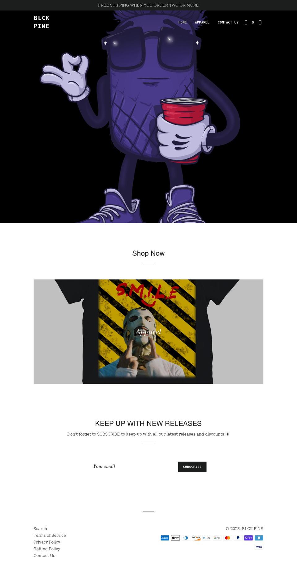 blckpine.com shopify website screenshot