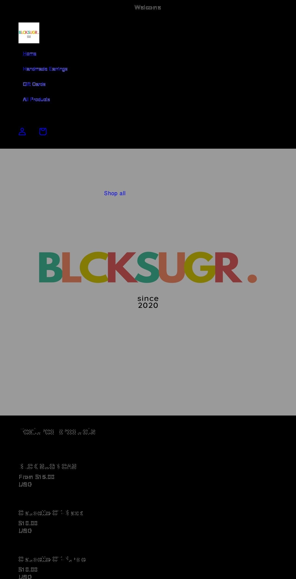 blcksugr.com shopify website screenshot