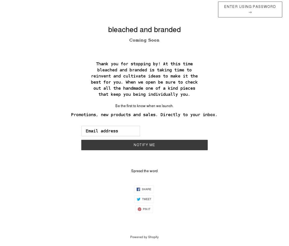 bleachedandbranded.com shopify website screenshot
