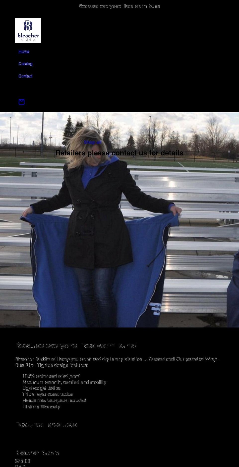 bleacherbuddie.com shopify website screenshot