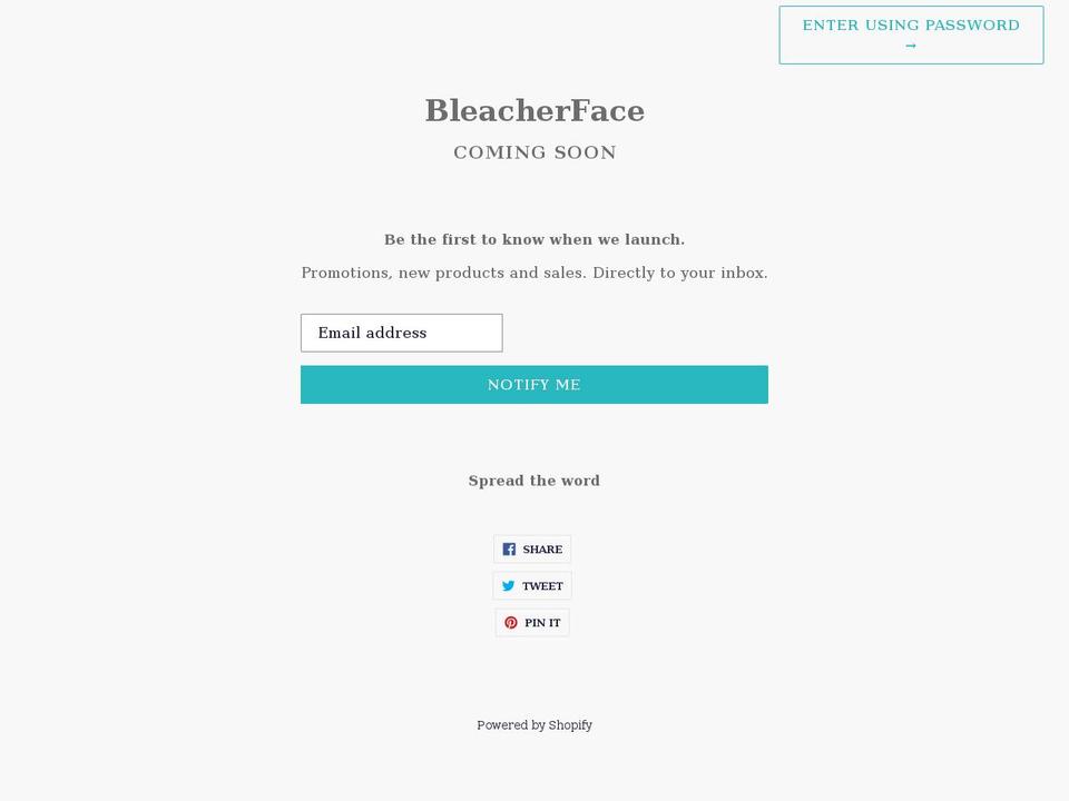 bleacherface.com shopify website screenshot