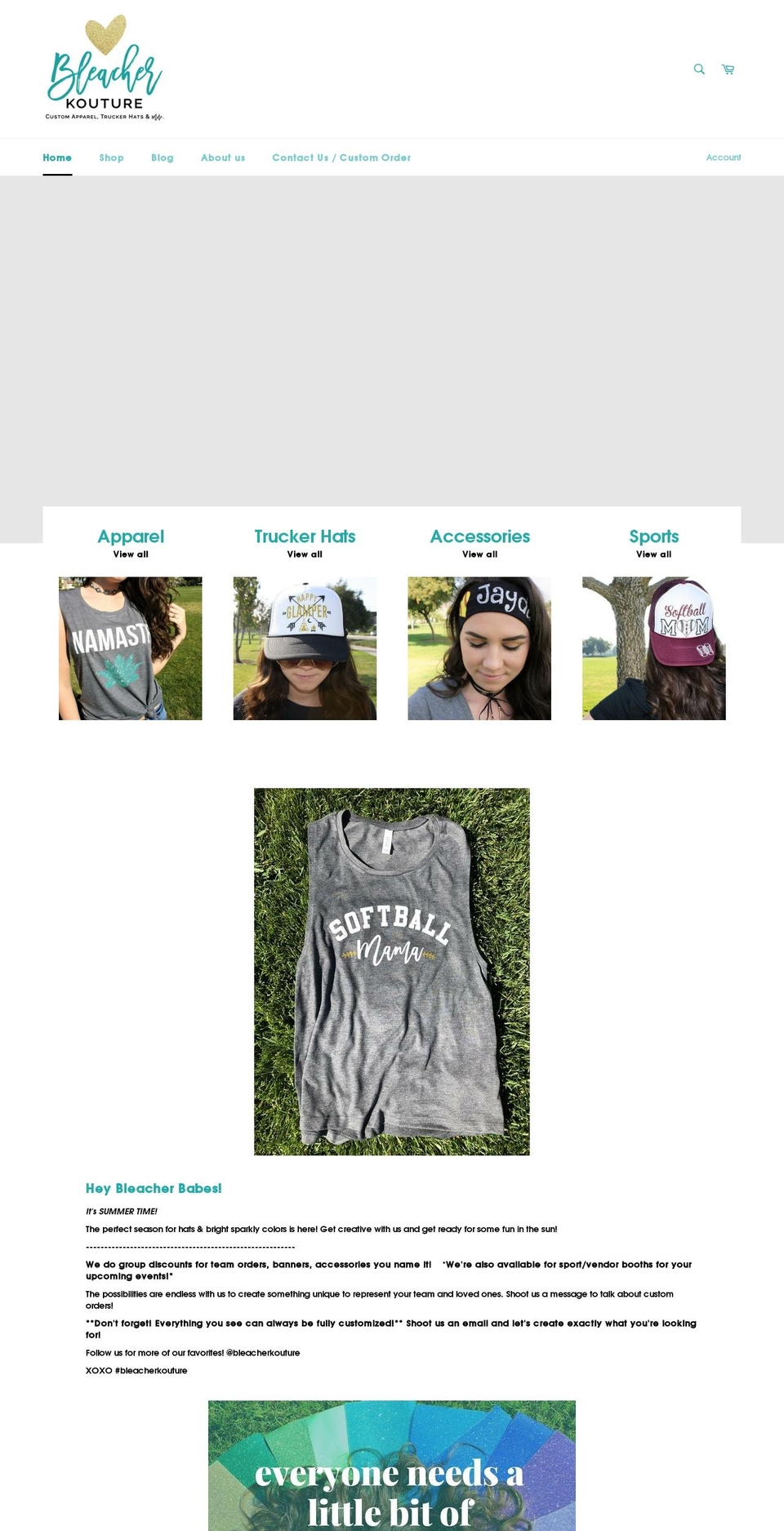 bleacherkouture.com — Shopify storefront screenshot