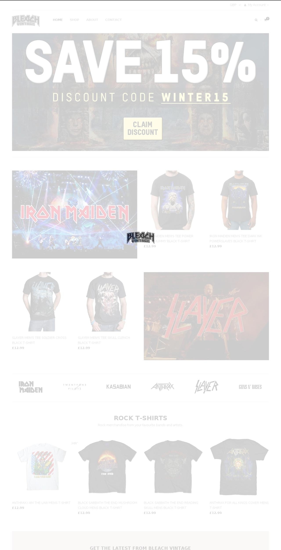 BLEACH VINTAGE Shopify theme site example bleachvintage.com
