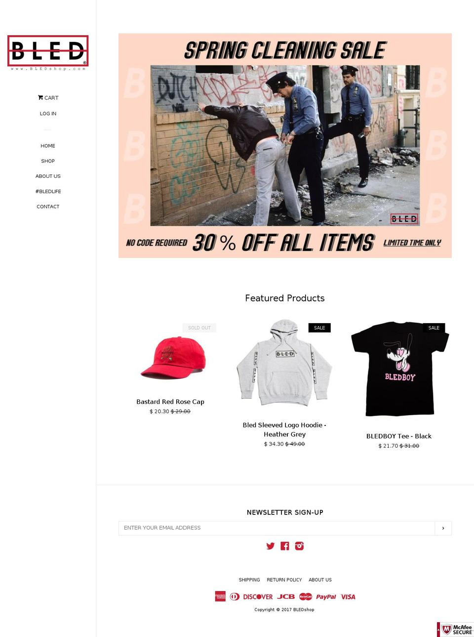 bledshop.com shopify website screenshot