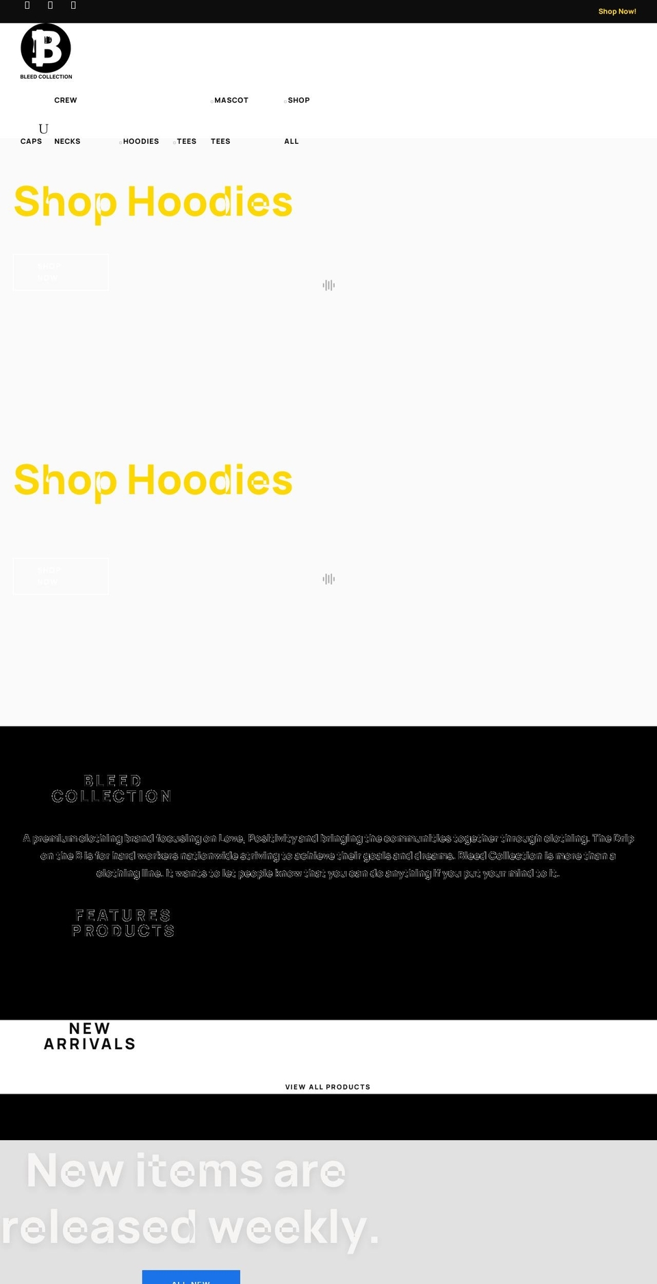 Spozy-homepage Shopify theme site example bleedcollection.com